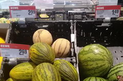 Prices at stores in Berlin in Germany, watermelons